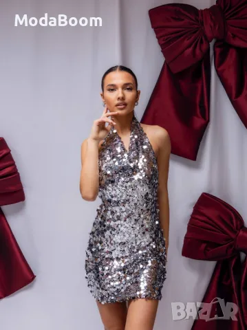 Бляскава къса дамска рокля , снимка 3 - Рокли - 48274480