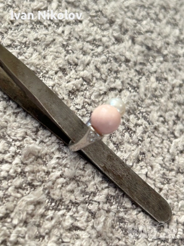 Дамски сребърен пръстен с перли, снимка 3 - Пръстени - 52945355