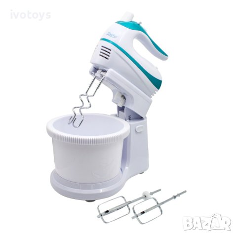  Миксер с купа 2в1 Zephyr ZP 1115 A, 500W, 5 скорости + Турбо, 2x2 бъркалки, Бял/син, снимка 1