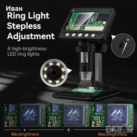 Микроскоп дигитален nsCam 10.92 см 50-1000X, снимка 2 - Друга електроника - 52049259