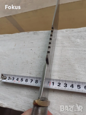 Голям масивен и здрав ловен нож с рогова дръжка - Уникат, снимка 6 - Антикварни и старинни предмети - 53423116