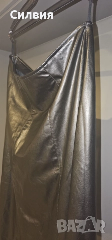 Чисто нова черна дълга лъскава кожена пола, размер "L", снимка 9 - Поли - 52409487