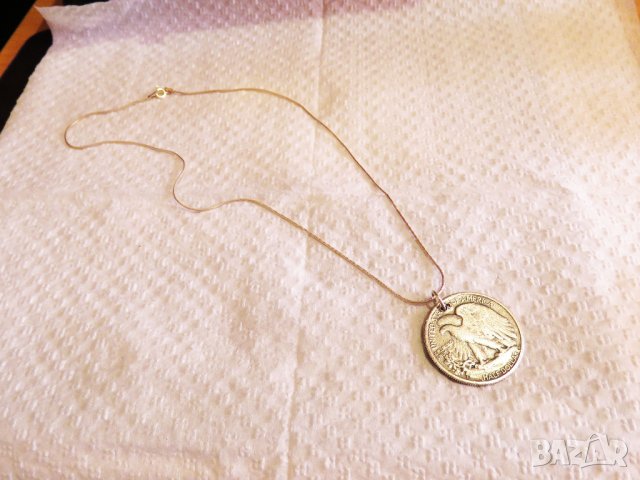 Сребърен синджир със рядък half dollar сребърен долар 1945 г - рядкост и ценност за ценители  сребро, снимка 3 - Антикварни и старинни предмети - 35865061