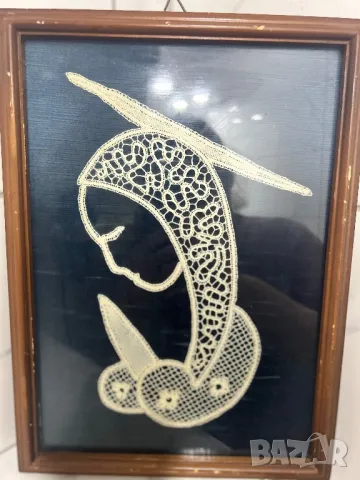 Мадона Картина в дантела Свещено изкуство Cantù рамка Реколта от средата на XX век, снимка 4 - Антикварни и старинни предмети - 49369534