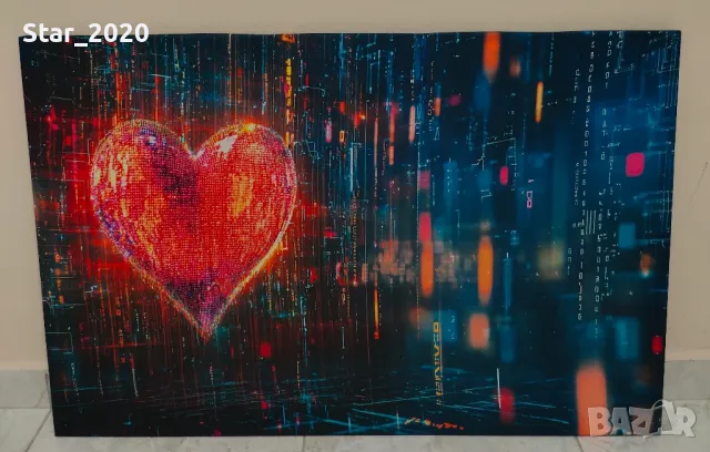 Светеща картина с LED осветление - Сърце, снимка 1