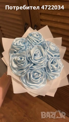 Букет от сатенени рози, снимка 3 - Изкуствени цветя - 53261059