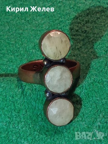 MNG - MANGO МАРКОВ БУТИКОВ МЕДЕН ФЕШЪН АРТ ПРЪСТЕН на МАНГО с ЮВЕЛИРНО ФАСЕТИРАН ЛУНЕН КАМЪК 21126, снимка 2 - Пръстени - 37463743