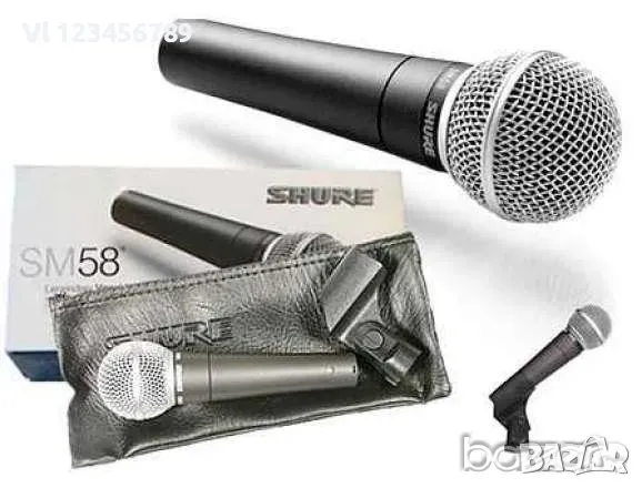 Вокален микрофон Shure Sm58 за караоке и презентации - кабелен, снимка 2 - Микрофони - 48636906