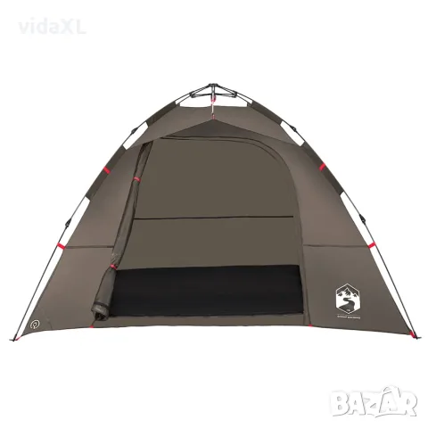 vidaXL Риболовна палатка 4-местна кафява бързо освобождаване, снимка 6 - Палатки - 56147406