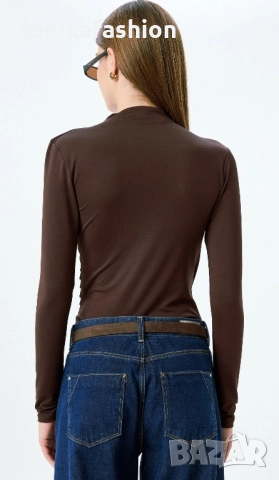 Блуза цвят кафе, снимка 3 - Блузи с дълъг ръкав и пуловери - 52290717