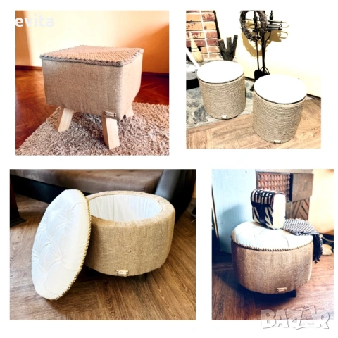 🌿 Бутикови табуретки с характер - ръчно сътворено, снимка 13 - Дивани и мека мебел - 33835741