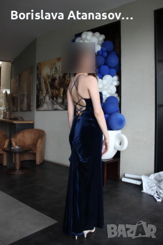 Абитуриентска рокля Mon Amour: синьо кадифе, Русалка, снимка 2 - Рокли - 53849604