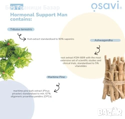 Нови Osavi Hormonal – 60 веган капсули за тестостерон и фертилитет – мъжка подкрепа, снимка 7 - Други - 53665196