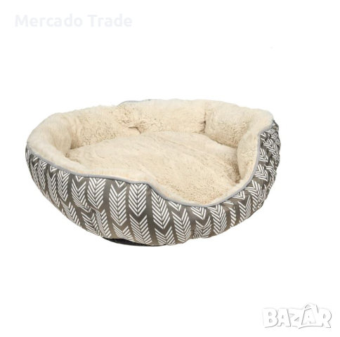 Легло за кучета Mercado Trade, Правоъгълно, С пухкава козина, Бежов - Сив