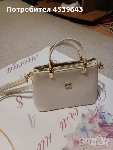 Елегантна дамска бяла чанта с дръжка, снимка 2 - Чанти - 52859392