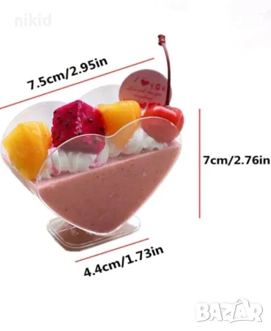 Десертна купичка купи купички десертни прозрачни сърце тесни крем мус , снимка 3 - Други - 48476156