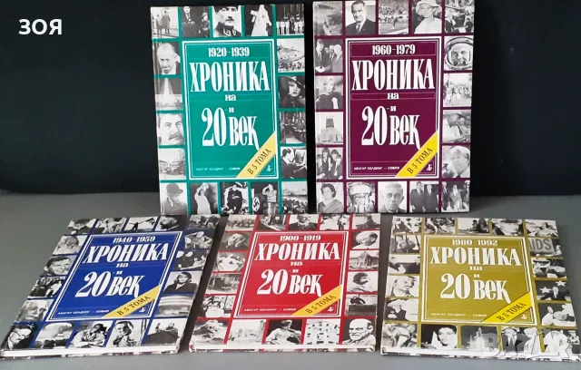 Книги Комплект,,Хроника на 20-ти век,, 5 тома.Твърда корица.