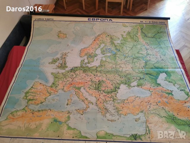 Стара учебна карта на Европа полезни изкопаеми , снимка 3 - Антикварни и старинни предмети - 39975699