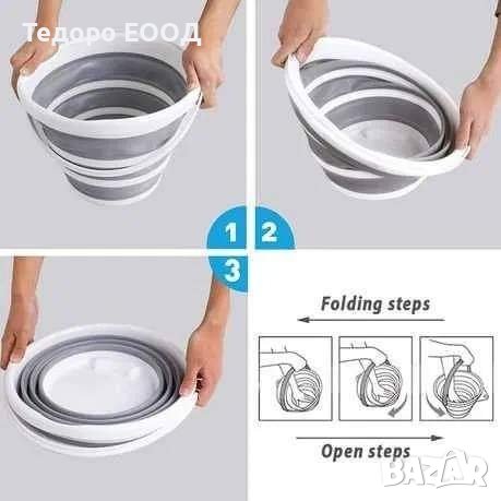 Сгъваема кофа 10л. силиконова, снимка 2 - Мопове, кофи, четки и метли - 44356113