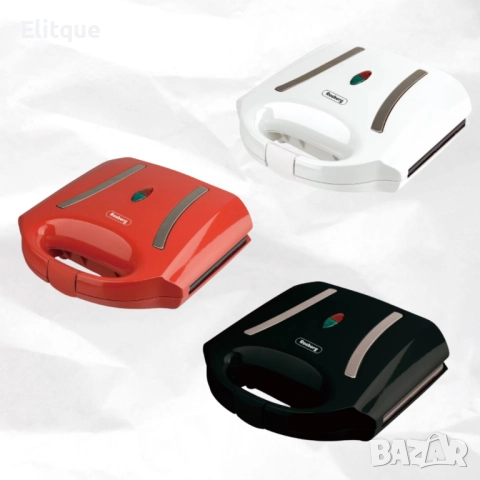 Тостер-сандвич Rosberg 750W, Грил незалепващи плочи, Бял/Червен/Черен, снимка 6 - Друга електроника - 52889140