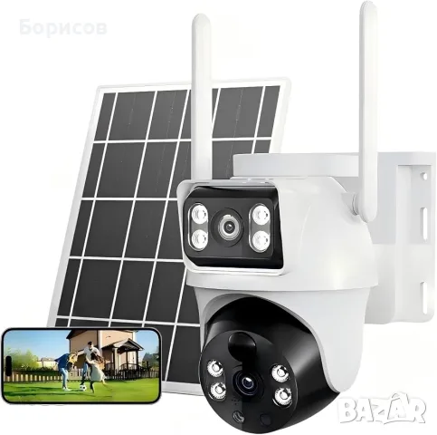 XIAOVV BP9 4G LTE е безжична външна соларна охранителна камера с двойна леща