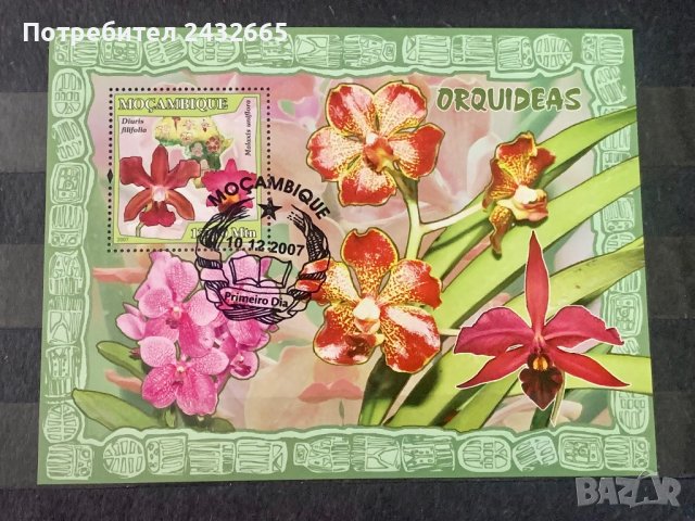 1618. Мозамбик 2007 ~ “ Флора. Цветя. Орхидеи. ” 