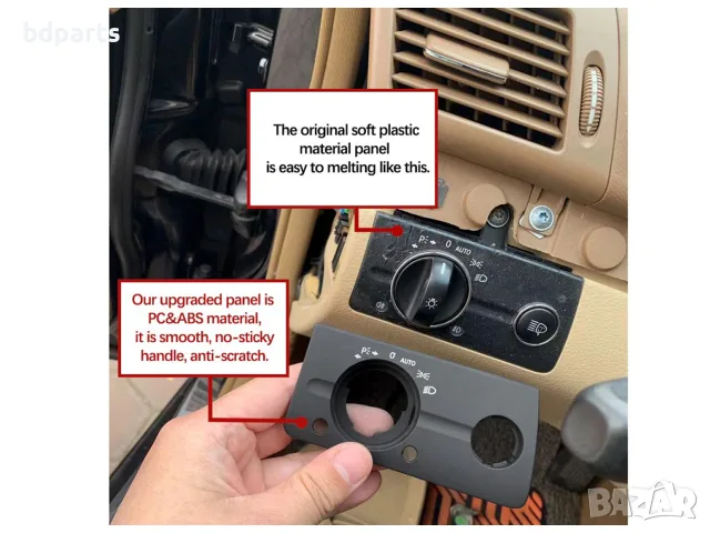 Бленда за ключ фарове, Mercedes, W211, С Измиване на фарове, Черен, снимка 6 - Части - 56141545