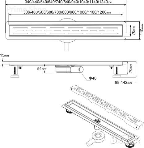 60 см линеен подов сифон SaniteModar с 360° ротация. БЕЗ РЕШЕТКА!, снимка 5 - ВИК - 53748333