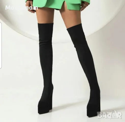 Велурени ботуши на ток , снимка 2 - Дамски ботуши - 48821498