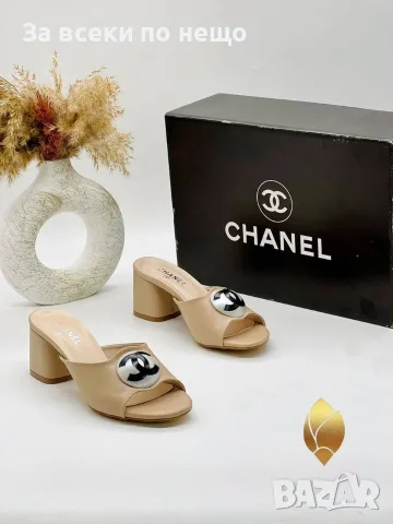 Chanel Дамски Чехли На Дебел Ток Шанел - Различни Цветове Код SEM-544, снимка 4 - Чехли - 55874569