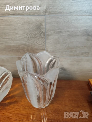 Кристални купи и ваза , снимка 3 - Вази - 50988970