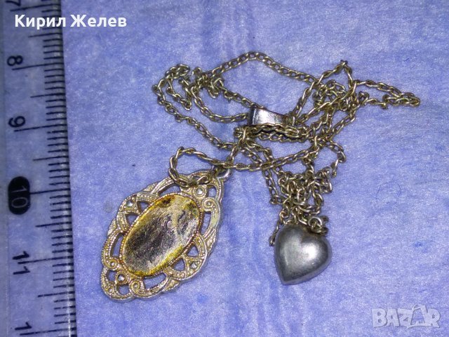 СТАРО ПОСРЕБРЕНО АР НУВО МЕДАЛЬОНЧЕ със СЪРЧИЦЕ и ВЕРИЖКА 37710, снимка 7 - Антикварни и старинни предмети - 40684779