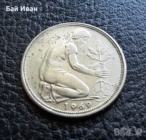 Стара монета 50 пфенига 1969 г. буква  F - Германия  - топ цена !, снимка 2 - Нумизматика и бонистика - 42402355