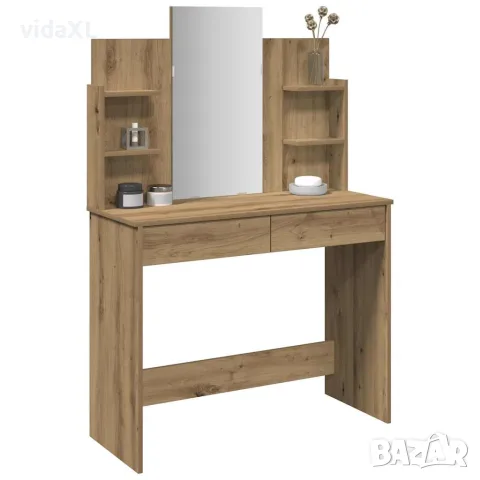 vidaXL Тоалетка с огледало, дъб артизан, 96x39x142 см, снимка 2 - Тоалетки - 56148311