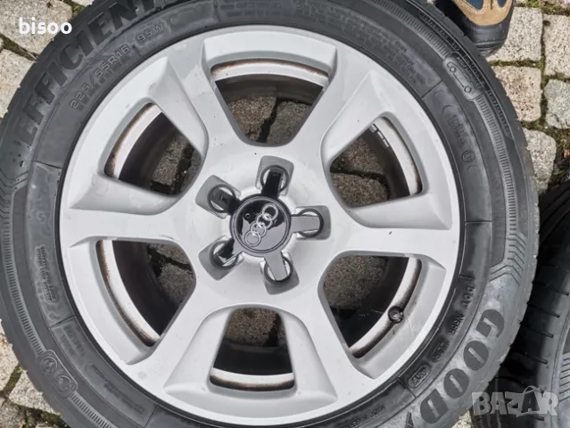 4бр ОРИГИНАЛНИ НЕМСКИ ЛЕТИ Audi джанти 5Х112, 16" с гуми GOODYEAR EFFICIENT GRIP 225/55/16, снимка 6 - Гуми и джанти - 48346934