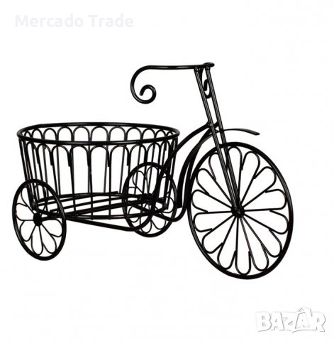 Декоративна поставка Mercado Trade, За саксия, Велосипед, Черен