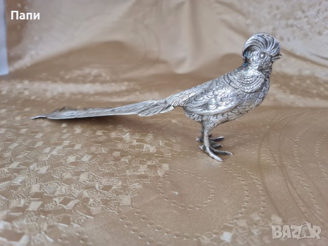 Сребърна фигура на фазан, снимка 4 - Антикварни и старинни предмети - 40664534