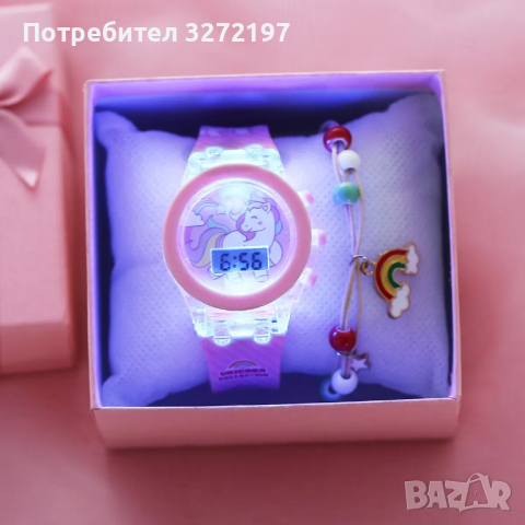 Комплект детски светещ многофункционален електронен часовник + гривна, снимка 2 - Детски - 44796162