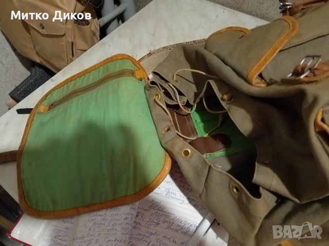 Брезентова раница от соца с кожен капак 51х43см, снимка 3 - Екипировка - 53649237