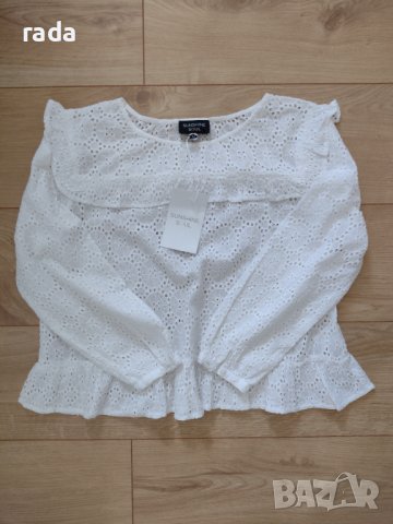 Бяла ажурна блуза , снимка 1 - Тениски - 41493419