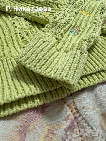 Пуловер в зелено XS 100% памук Pimkie, снимка 3 - Блузи с дълъг ръкав и пуловери - 52353217