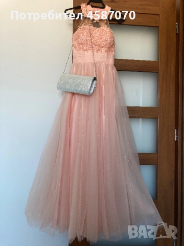 Бална рокля прасковен цвят, снимка 3 - Рокли - 51643986