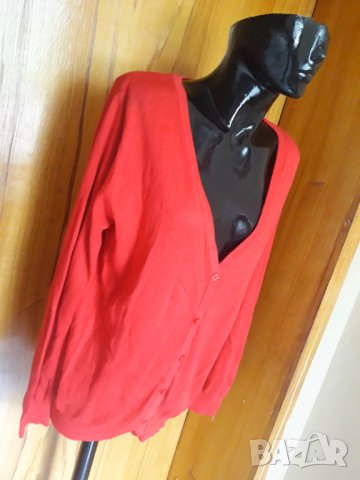 Ярко червена жилетка плетиво ХЛ, снимка 3 - Жилетки - 34078512