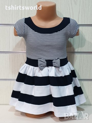 Нова детска моряшка рокличка с панделка, 12-18 месеца