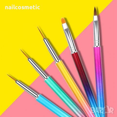 ДВОЙНИ ЧЕТКИ ЗА ГЕЛ, АКРИЛ, ДЕКОРАЦИИ И ЛИНИИ С ТОЧКАТОРИ, снимка 2 - Продукти за маникюр - 39317597