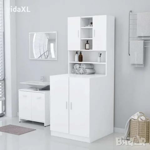 vidaXL Шкаф за пералня, бял, снимка 3 - Шкафове - 56146555