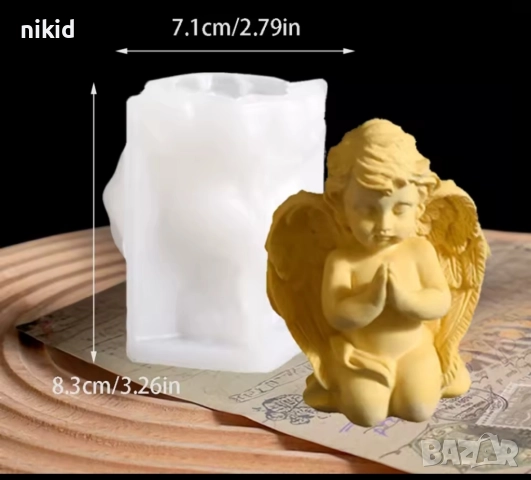 3D Момче ангел седнало на колене молещо се силиконов молд форма смола шоколад гипс фондан свещ фонда