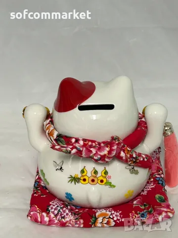Порцеланова касичка Maneki Neko - котката на късмета (Jade Temple) – 14 см, снимка 3 - Други - 56126942