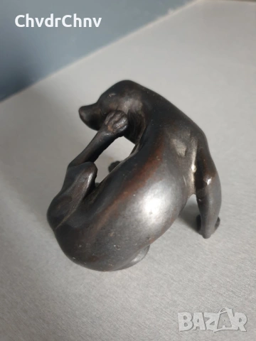 малка чугунена статуетка 8см-1кг/стара метална желязна фигура на куче, снимка 4 - Статуетки - 53691731