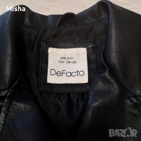 Детско черно кожено яке байкър за момиче De Facto размер 128/134, снимка 3 - Детски якета и елеци - 53702379